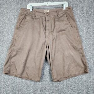 Reef Chino Shorts Mens 34 Brown Embroidered Logo Casual Workwear Distressed